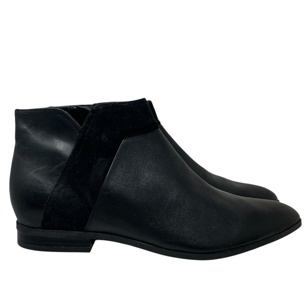 Nine West Oziaso Ankle Boots Womens 11M Black Leather Modern Pointed Toe Zip